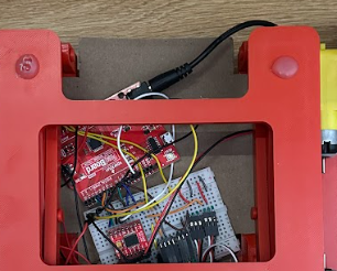 Arduino board and wiring inside the robot chassis